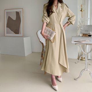 Notch-lapel Long Coatdress