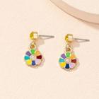 Floral Drop Earring E2318 - 1 Pair - Flower - Purple & Yellow & Blue - One Size