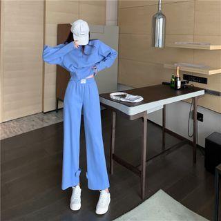 Zip Hem Cropped Sweatshirt / Cropped Wide Leg Pants