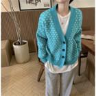 Patterned Cardigan Sweater - Green - One Size