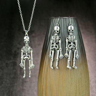 Set: Skull Necklace + Drop Earring