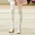 Floral Tights Birds - White - One Size