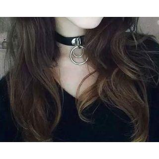 Double Hoop Faux Leather Choker / Bracelet