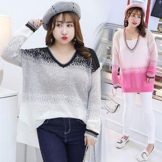 V-neck Gradient Sweater