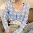 Cropped Check Cardigan / Knit Camisole