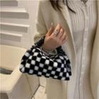 Checker Print Fluffy Shoulder Bag