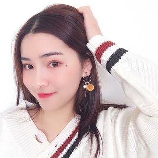 Faux Pearl Furry Ball Earring / Clip-on Earring