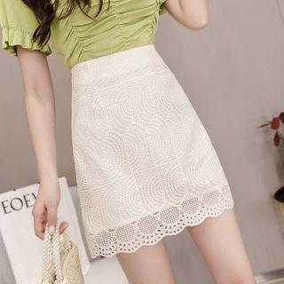 Plain Lace Mini A-line Skirt