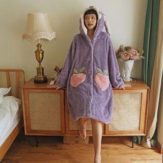 Rabbit Ear Hooded Fleece Robe