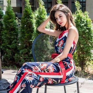 Floral Strappy Wide Leg Jumpsuit