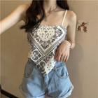 Paisley Print Irregular Cropped Camisole Top
