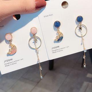 Non-matching Crescent & Star Dangle Earring / Clip-on Earring
