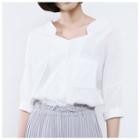 Split-neck 3/4-sleeve Blouse