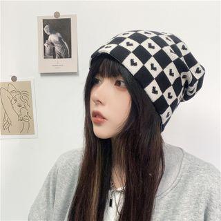 Checkerboard Knit Beanie