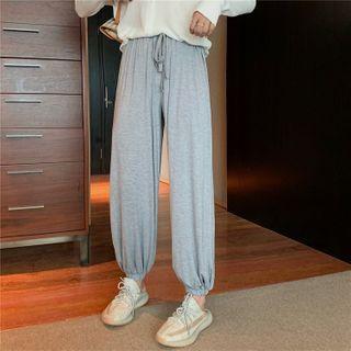 Long-sleeve Buttoned Knit Top / Harem Sweatpants