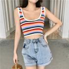 Striped Cropped Tank Top As Figure - One Size