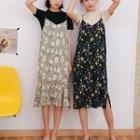 Floral Strappy Midi Dress / Short-sleeve T-shirt / Set