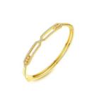 Simple And Fashion Plated Gold Geometric Bangle With Cubic Zirconia Golden - One Size