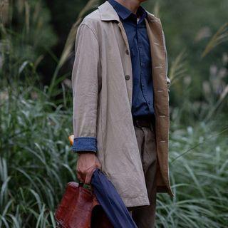 Color-block Single-breasted Trench Coat