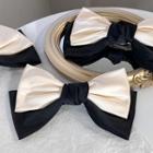 Two-tone Bow Fabric Hair Clip Black & Almond - One Size