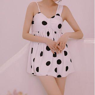 Asymmetric Dotted Swimdress
