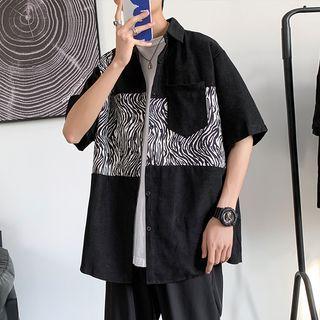 Short Sleeve Zebra Panel Shirt