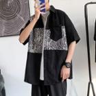 Short Sleeve Zebra Panel Shirt