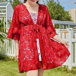 Set: Cherry Print Tankini + Cover-up