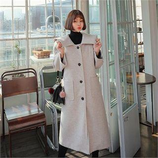 Sailor-collar Wool Blend Long Coat