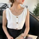 Sleeveless Buttoned Chiffon Top