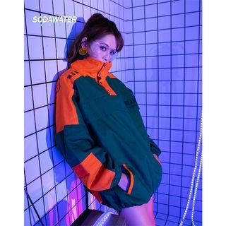 Loose-fit Colorblock Embroidered Windbreaker