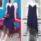 Short-sleeve T-shirt / Striped Jumper Dress