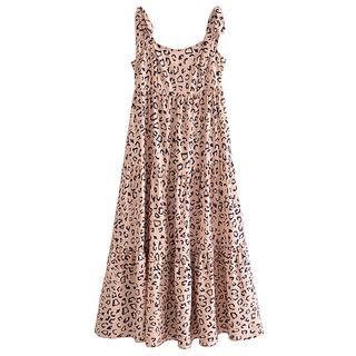 Spaghetti Strap Leopard Print Midi Sundress