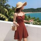 Spaghetti Strap Twisted Rib Knit Dress