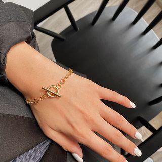 Geometric Alloy Bracelet Gold - One Size