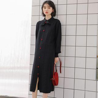 Cable-knit Long-sleeve Midi Dress