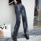 Color Block High-waist Straight-leg Jeans