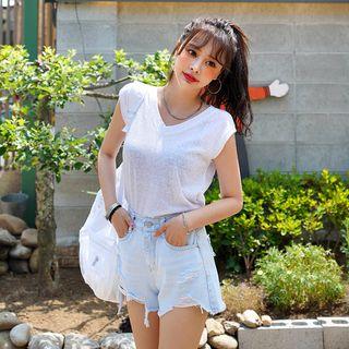 Sleeveless Linen Blend Top (2 Designs)
