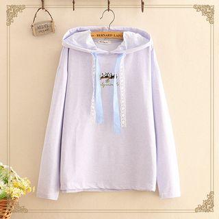 Animal Embroidered Hooded Long-sleeve Sweater