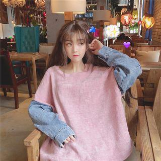 Denim Panel Loose-fit Pullover