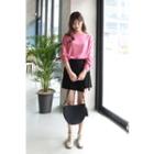 Long-sleeve Diagonal-hem T-shirt