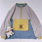 Half-zip Embroidered Sweatshirt Gray & Yellow & Blue - One Size
