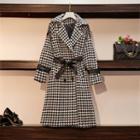 Houndstooth Double-breasted Midi Coat