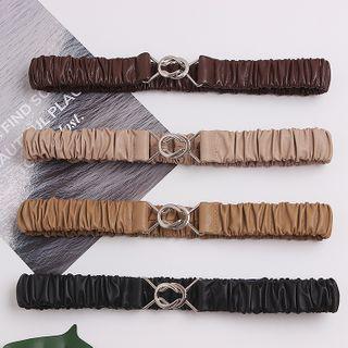 Shirred Faux Leather Elastic Belt
