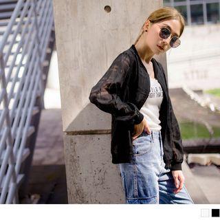 Sheer Check Bomber Jacket