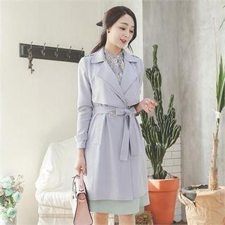 Flat-front Trench Coat With Sash