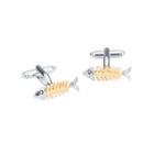 Simple Personality Two-color Fish Bone Cufflinks Silver - One Size