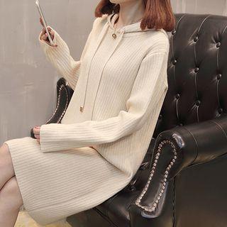 Long-sleeve Hooded Shift Knit Dress