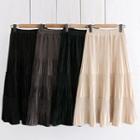 Midi A-line Crinkle Velvet Skirt