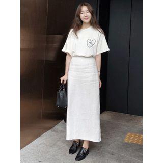Tie-waist Linen Long Skirt